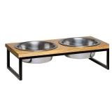 Loving Pets 1 Pt Wooden Top Diner, Natural 1BOWL MISSING