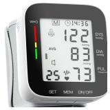 Wrist Blood Pressure Monitor Automatic Large LCD Display Adjustable Wrist Cuff Automatic Dual 99 Reading Memory Automatic Digital BP Machine for Home Use with Carrying Case