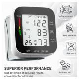 Wrist Blood Pressure Monitor Automatic Large LCD Display Adjustable Wrist Cuff Automatic Dual 99 Reading Memory Automatic Digital BP Machine for Home Use with Carrying Case