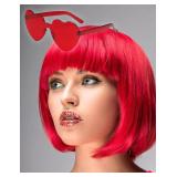 MIUSKATL Wig and Sunglasses 12 Inch Red Wig Red Wigs for Women Red Bob Wig Red Wig with Bangs Short Red Wig Costume Cosplay Party Wig Wigs for Women(Red)