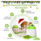 PETGEEK Automatic Dog Treat Dispenser with Button, Dog Button Feeder with Dual Power Supply and Remote Control, Dog Puzzle Toys and Interactive Dog Toys for Indoor or Outdoor Play(Green)