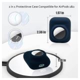 2 in 1 Silicone Protective Skin Cover Compatible with AirPod 1&2 and AirTag, Soft Comprehensive Protective Case with 2 PCS TPU Screen Protector, Anti-Scratch Anti-Fall Anti-Lost(NavyBlue)