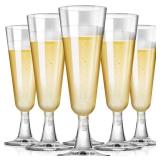 SUREHOME Champagne Flutes Plastic Champagne Glasses Disposable Bulk pack 5.5Oz Clear Unbreakable & Crystal Stemware Wedding Toasting Wine and Mimosa Glasses Cups Bulk for New Year Eve 2025 Party Suppl