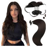 Moresoo U Tip Hair Extensions Human Hair Brown Utip Hair Extensions 16 Inch Darkest Brown U Tip Keratin Hair Extensions Human Hair K Tip Hair Extensions Remy Hair Brown 50G /50S