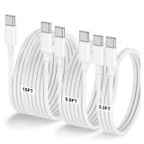 3-Pack [3.3FT+6.6FT+10FT] 60W USB C to USB C Cable, Type C to Type C Cable,Fast Charging Cable for iPhone 16 15 Pro Plus Pro Max for Galaxy S24 S23, for iPad Pro/Air, for MacBook Pro/Air and More