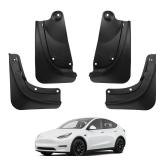 BASENOR 2025 Upgraded Tesla Model Y Mud Flaps Splash Guards Vehicle Sediment Protection No Drilling No Tape Mudflaps Tire Protector Mudflaps All Weather Tesla Exterior Accessories (Set of 4)