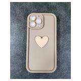 WOWACASE Love Heart 3D Cute Shockproof Thick Soft Silicone Case for Women Girls Compatible with iPhone Case (Khaki,iPhone 13 Pro Max)