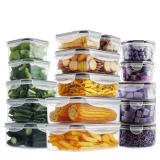 HOMBERKING 32 Pieces Food Storage Containers Set with Snap Lids (16 Lids + 16 Containers), Plastic Containers, BPA-Free Lunch Container Bento Box for Home, Black