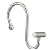 Nickel Shower Curtain Hooks, Rust Proof Shower Curtain Rings for Bathroom, Silver Metal Decorative Shower Curtain Hooks Hangers for Shower Curtain Rod, Set of 12 T-Bar Design