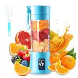 Portable Blender Cup,Electric USB Juicer Blender,Mini Blender Portable Blender For Shakes and Smoothies, Juice,380ml, Six Blades Great for Mixing,Bule