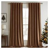 Woaboy Back Tab & Rod Pocket Velvet Curtains 84 Inches Long 2 Panels Set, Brown Classical Thermal Insulated Light Blocking Window Drapes for Bedroom Living Room Nursery Privacy, W52 x L84