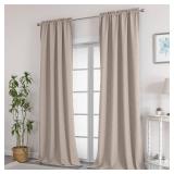 OWENIE Camel Curtains 96 Inch 2 Panels Set Extra Long for Livng Room/Bedroom, Soft Fabric Rod Pocket Curtains, 3D Embossed Textured Elegant Pattern, 2 Pcs Each 42 Wide x 96 Long, Camel