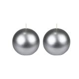 Zest Candle 2-Piece Ball Candles, 4-Inch, Metallic Silver