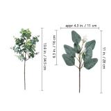 Winlyn 20 Pcs Mixed Artificial Oval Eucalyptus Leaves Bulk with White Seeds Stems and Spray for Vase Floral Wreath Bouquets Wedding Greenery Decoration