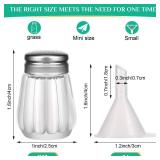 Potchen Cube Shape Wedding Glass Mini Pepper Shakers Restaurant 0.5 oz Small Salt Shakers Set Clear Spice Shaker with 4 Pieces Plastic Mini Funnels for Wedding Home Party(Silver)