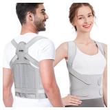 Fit Geno Back Brace Posture Corrector for Men & Women: Shoulder Straightener Adjustable Full Back Support Pain Relief - Scoliosis Hunchback Spine Corrector (Small)