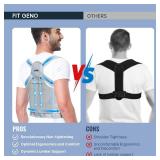 Fit Geno Back Brace Posture Corrector for Men & Women: Shoulder Straightener Adjustable Full Back Support Pain Relief - Scoliosis Hunchback Spine Corrector (Small)