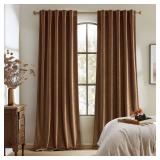 Woaboy Back Tab & Rod Pocket Velvet Curtains 84 Inches Long 2 Panels Set, Brown Classical Thermal Insulated Light Blocking Window Drapes for Bedroom Living Room Nursery Privacy, W52 x L84