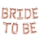 Tellpet Bride to Be Letter Balloons Banner, Bridal Shower Supplies, Bachelorette Party Supplies Decorations, Rose Gold, 16 Inch