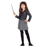 Harry Potter Costume Hermione Girls with Wand and Wig Black 8