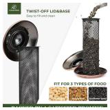 Kingsyard Mesh Tube Bird Feeders for Outdoors Hanging, All Metal, Wild Bird Feeder for Sunflower Seeds or Mealworm, Large Tray & Weatherproof Roof, 2.5 lbs Capacity (Antique Copper)