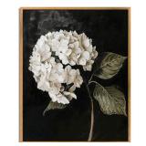 Vintage Flower Framed Wall Art Farmhouse Botanical Pictures Black White Hydrangea Painting Dark Floral Poster Rustic Plant Artwork White Hydrangea Pictures Antique Still Life Painting 8x10inch Framed