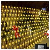 510 LED Christmas Net Lights, 27.9ft x 5ft Mesh Lights Outdoor Clear Wire 8 modes, Waterproof Connectable String Lights Plug in for Xmas Tree Bushes Garden Holiday Party Decorations - Warm White