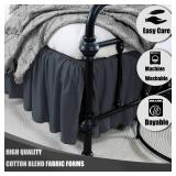 Black Bed Skirt Full Size Ruffled Bed Skirt with Split Corners, Full Bed Skirt 16 Inch Drop, Full Size Bed Skirt Black for Ruffled Bed Skirt with Split Corners, Bed Skirt Full Size