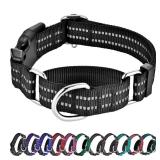 Hikiko Martingale Collar for Dogs Reflective Nylon Dog Collar with Quick Release Buckle Adjustable Training No Slip Dog Collar (Small, Black)