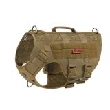 OneTigris No Pull Tactical Dog Harness for Medium Dog, Aire Mesh Dog Vest Harness, Breathable Military Dog Molle Vests with Handles, Service Dog Vest for Walking Hiking Training (L, Brown)