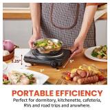 Elite Gourmet ESB-301BF# Countertop Single Cast Iron Burner, 1000 Watts Electric Hot Plate, Temperature Controls, Power Indicator Lights, Easy to Clean, Black