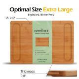 Keechee Extra Large Bamboo Cutting Board for Kitchen - 18 Inch Wood XL Cutting Boards with Juice Groove and Handles, Wooden Chopping Board for Meat, Cheese, Fruit & Vegetables (Pre Oiled, Brown)