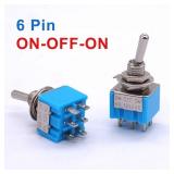 Taiss/10pcs DPDT Mini Toggle Switch 6-Pin 3 Position ON/Off/ON Miniature Toggle Switch 6A 125V Toggle Switch MTS-203