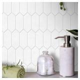 INNO STICKERS Contact Paper Peel and Stick Backsplash Wallpaper for Kitchen Bathroom Countertop Removable Vinyl Long Hexagon Geometric Temporary Wallpaper White Decor Wallpaper 17.1"x393"