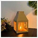 Rely+ Metal Lantern Candle Holder for Indoor & Outdoor Decor, Hanging Tealight Candles Holders for Wedding, Party, Christmas Decoration - Modern Home Decor, 5.5 Inch (Hazelnut Color)