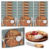 Maxcheck 18 Sets Bridal Shower Baby Prizes Cheese Board Set Wood Round Mini Charcuterie Board with Knives and Forks Bulk Thank You Tags with Bridal Shower Gift Box for Guests Wedding Party (Acacia) - 