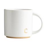 COLLECTIVE HOME - Monogram Ceramic Mugs, 15 oz Golden Initial Coffee Cups, Elegant Alphabet Tea Mugs, Elegant Personalized Mug with Gift Box, Luxurious Cups for Office and Home (c)