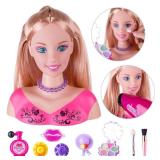 KonHaovF Doll Head for Hair Styling and Make Up for Little Girls, Small Styling Head Doll with Hair Accessories for Girls Makeup Practice, Girls Toys