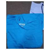 (1) XL scrub top, (1) medium scrub top and (1) medium petite scrub bottoms.