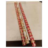 Hallmark Reversible Christmas Wrapping Paper (3 Rolls: 120 sq. ft. ttl) Merry Holidays Snowflakes Snowmen Red Stripes