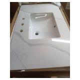 allen + roth Calacatta quartz 37-in x 22-in White Quartz Undermount Single Sink 3-Hole - Retail: $269