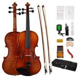 PHOENIX Violin 4/4 Full Size Set, Fiddle Solid Wood for professional Beginners Adults Kid with Ironwood Octagonal Bow & Rosewood Bow Extra strings & Bridge, 2 Rosins, Tuner, Mute, Case (Natura