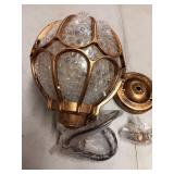 Outdoor Pendant Lights for Porch, Vintage Exterior Hanging Lantern with Spherical Glass Lampshade, Bronze Aluminum Fixture for Gazebo, Entry, Yard