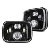 SUMHITIC 5x7 7x6 H6054 LED Headlights 110W 8400LM High Low Sealed Beam Headlamps DOT Anti-glare Compatible with Jeep Cherokee XJ Wrangler YJ Comanche MJ GMC Savana Safari Ford Black - Retail: $83.33