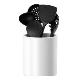 Allybyme Utensil Holder Kitchen Utensil Holder for Countertop, Ceramic Cooking Utensil Holder for Kitchen Counter, Large Modern Spatula Holder Utensil Organizer Kitchen Decor, 6.5 H x 5.5 D White