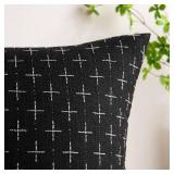 MIULEE Pack of 2 Decorative Burlap Linen Throw Pillow Covers Modern Farmhouse Pillowcase Rustic Woven Textured Cushion Cover for Sofa Couch Bed 24x24 Inch Black