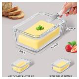 Glass Butter Dish with Bamboo Lid and Knife, Airtight Seal for Freshness, Large Butter Dish for East and West Coast Butter, Ideal for Countertop and Refrigerator Storage, Premium Glass Butter Keeper