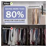 Upgrade 9 Layers Pant Hangers Space Saving, Non Slip Stainless Steel Multifunctional Pants Rack S-Type Clothes Pant Closet Hanger Organizer with Hooks for Pants Jeans Trousers Scarf (4 Pack, Black)