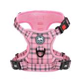 PoyPet No Pull Dog Harness, Reflective Adjustable No Choke Pet Vest with Front & Back 2 Leash Attachments, Soft Control Training Handle for Small Medium Large Dogs(Checkered Pink,S)