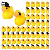 Gemscream 60 Pcs Mini Resin Duck Halloween Pirate Tiny Ducks Little Pirate Mini Ducks Cute Miniature Resin Duck Miniature Figures Ornament for Crafts School Dollhouse Halloween Decoration